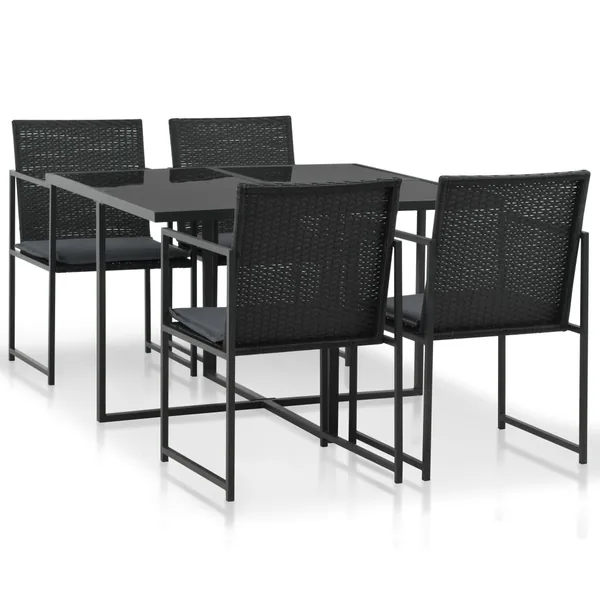 Ensemble à manger d'extérieur 5pcs avec coussins Résine tressée