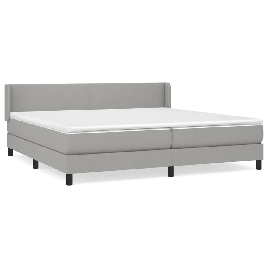 Sommier à lattes de lit avec matelas Gris clair 200x200cm Tissu - 2