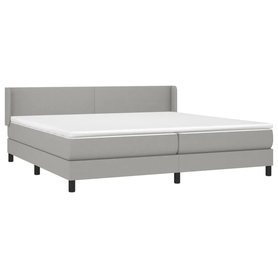 Sommier à lattes de lit avec matelas Gris clair 200x200cm Tissu - 3