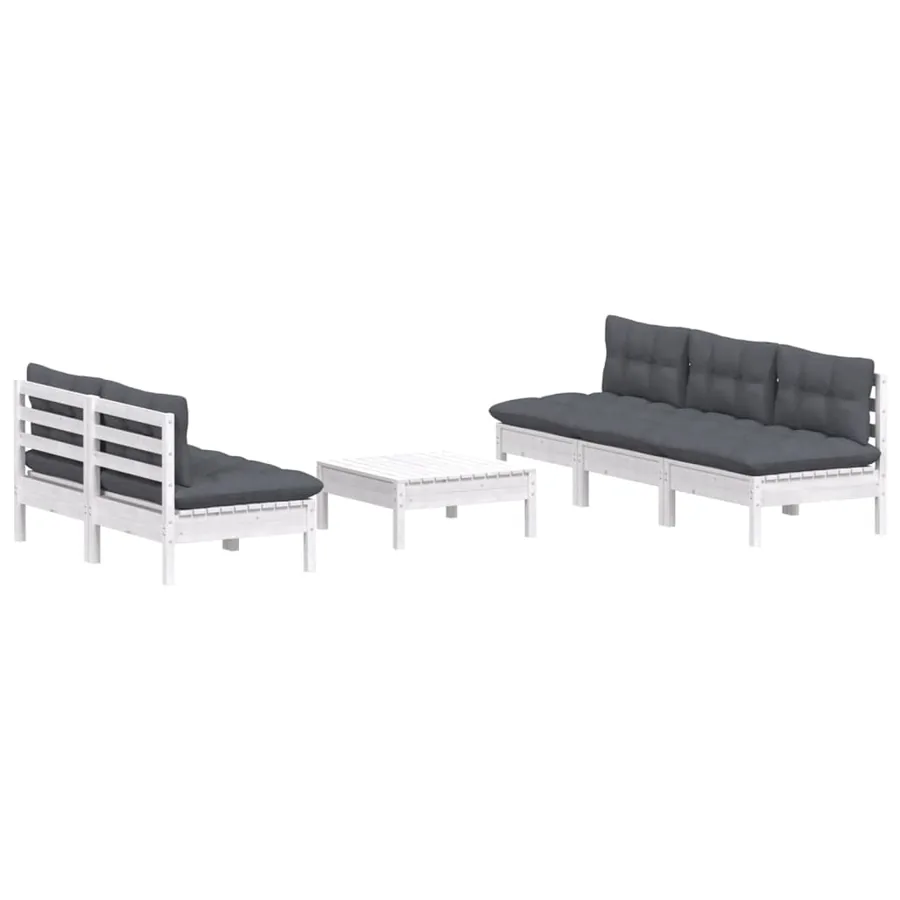 Salon de jardin 6 pcs avec coussins anthracite bois de pin - 3