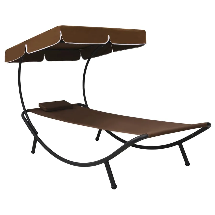 Lit de repos d'extérieur avec auvent et oreiller Noir - 22