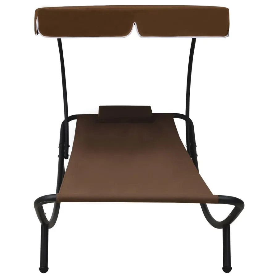 Lit de repos d'extérieur avec auvent et oreiller Noir - 25