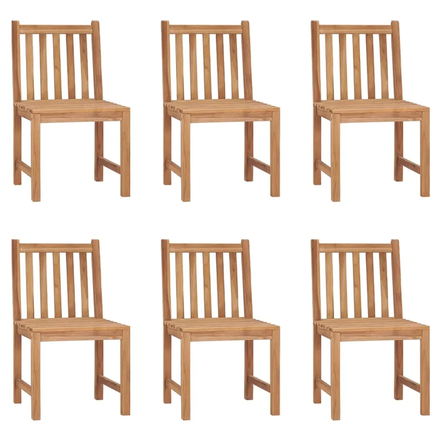 Chaises de jardin lot de 6 avec coussins Bois de teck massif - 2