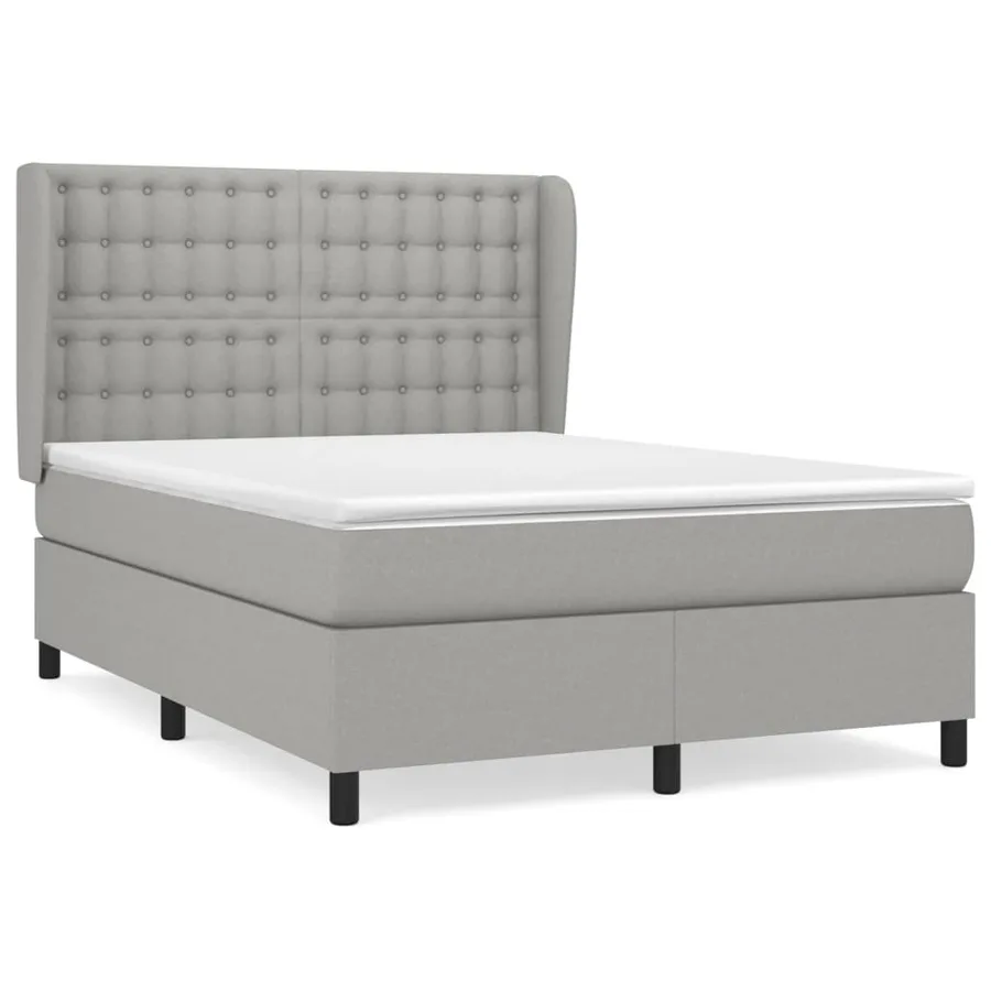 Sommier à lattes de lit avec matelas Gris clair 140x190cm Tissu - 2