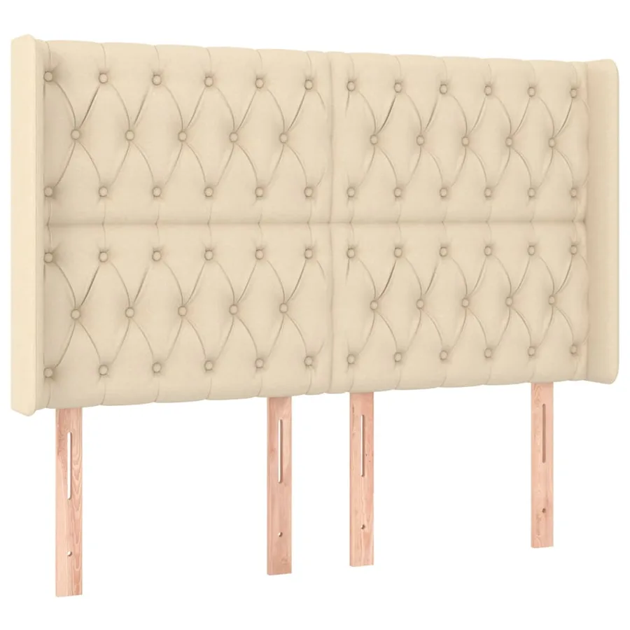Sommier à lattes de lit matelas et LED Crème 140x190 cm Tissu - 7
