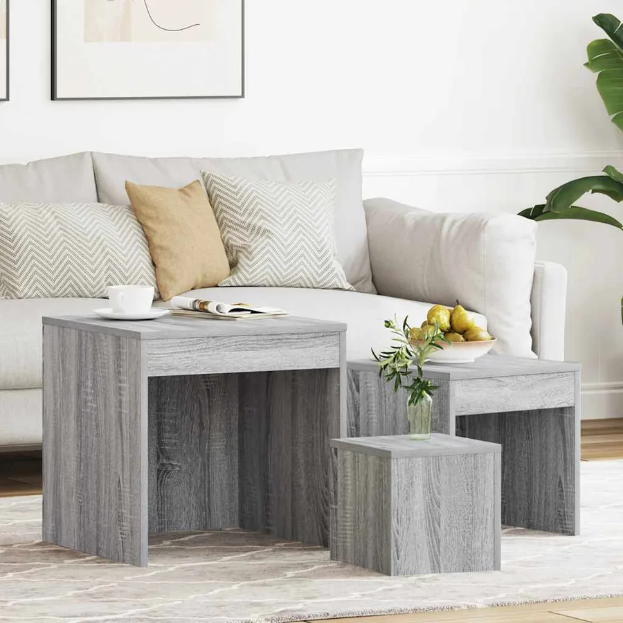 Tables gigognes 3 pcs Sonoma gris Bois d'ingénierie