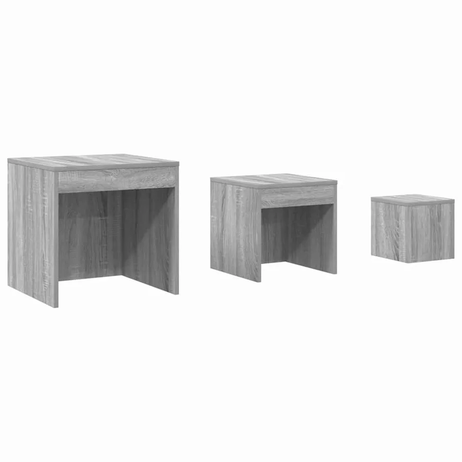 Tables gigognes 3 pcs Sonoma gris Bois d'ingénierie - 2