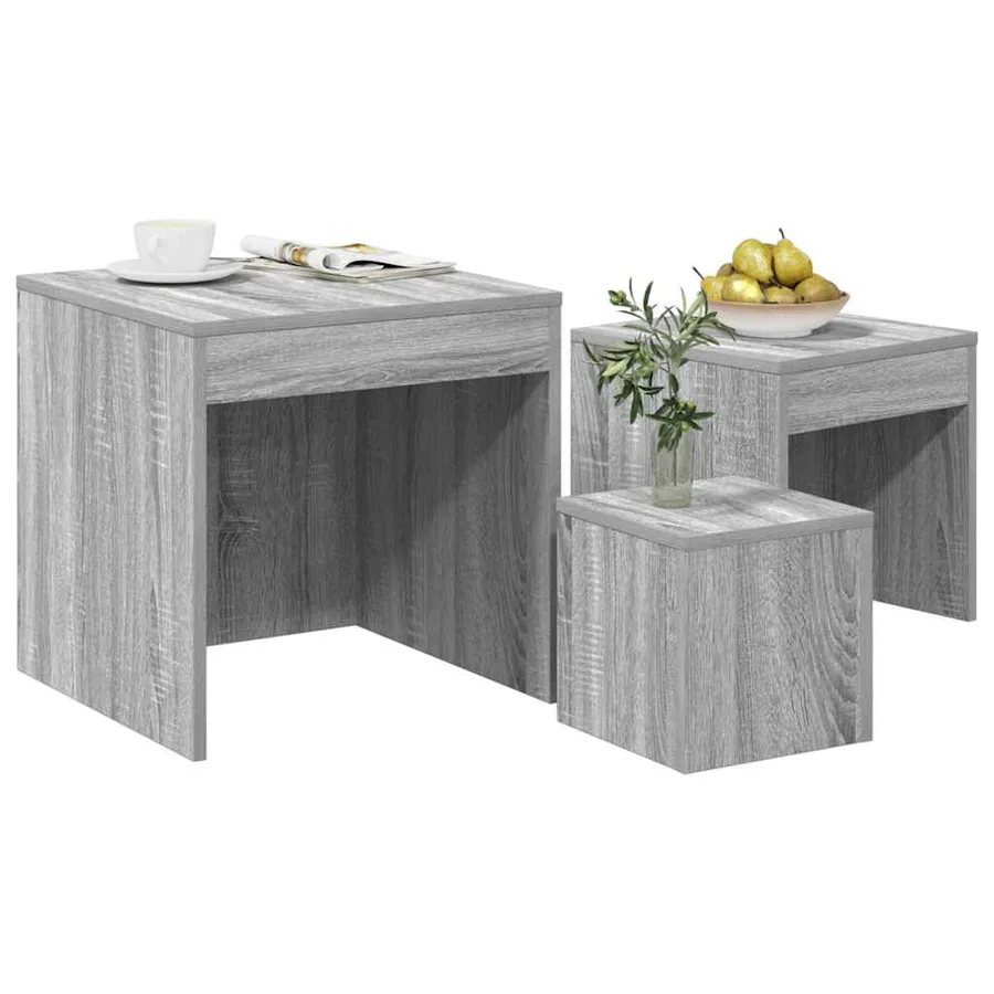 Tables gigognes 3 pcs Sonoma gris Bois d'ingénierie - 4