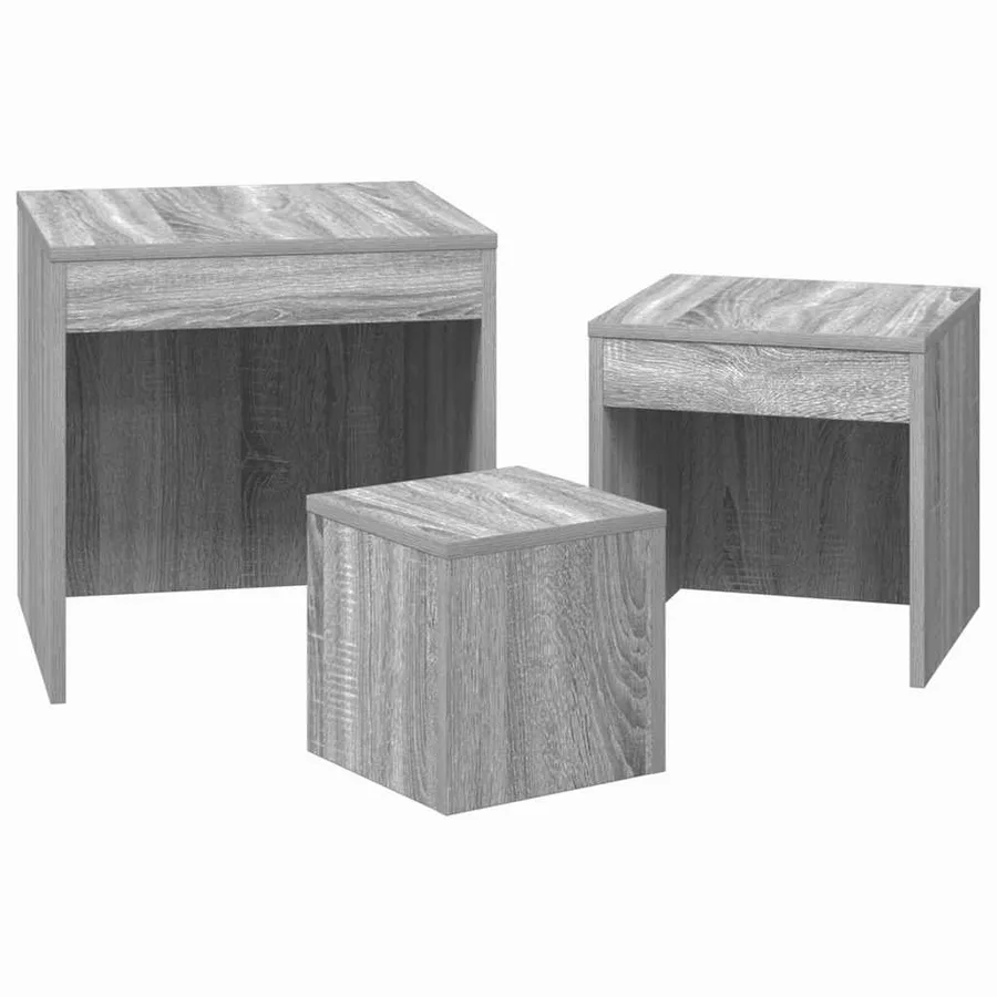 Tables gigognes 3 pcs Sonoma gris Bois d'ingénierie - 7
