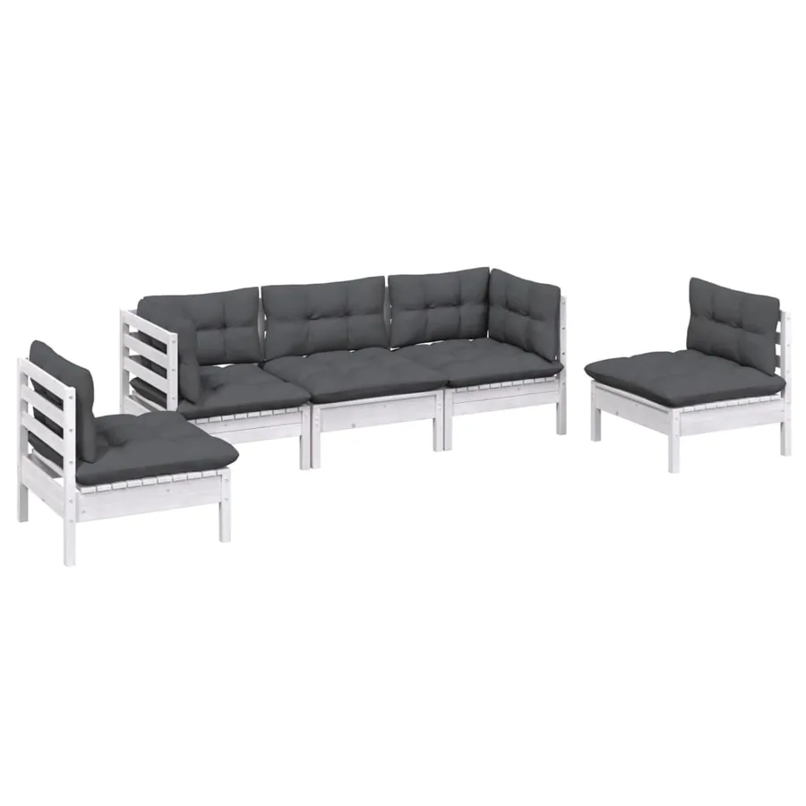 Salon de jardin 5 pcs avec coussins bois de pin massif - 3