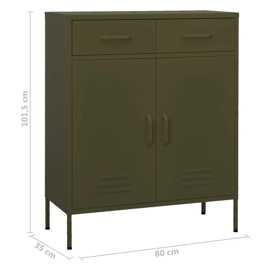 Armoire de rangement Vert olive 80x35x101,5 cm Acier - 10