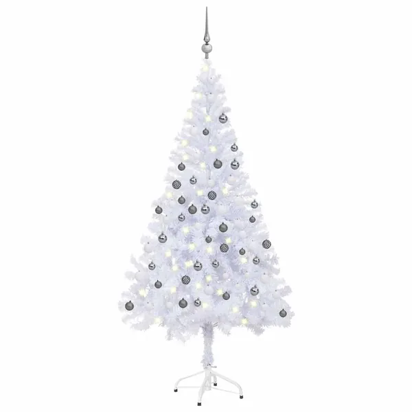 Arbre de Noël artificiel pré-éclairé/boules 120 cm 230 branches