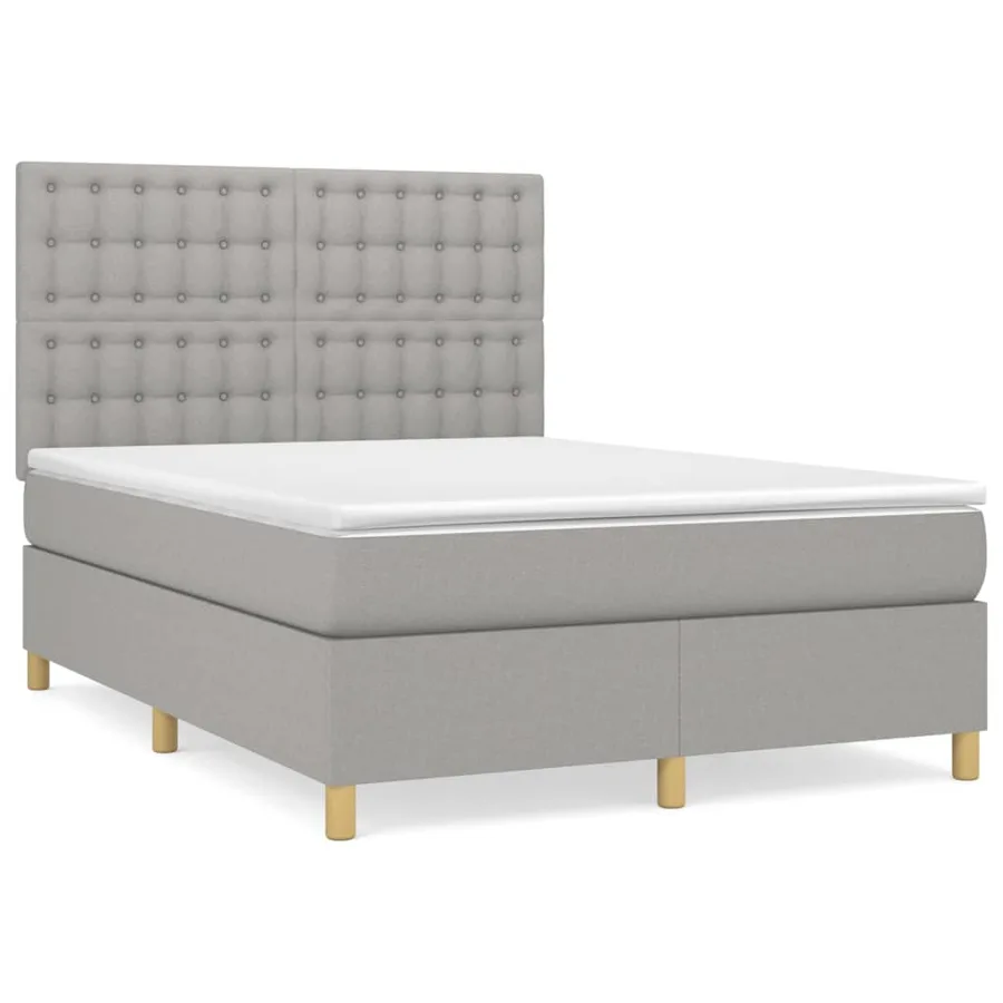 Sommier à lattes de lit avec matelas Gris clair 140x190cm Tissu - 2