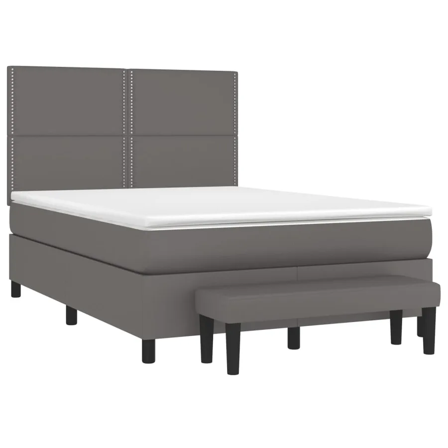 Sommier à lattes de lit avec matelas Gris 140x190 cm Similicuir - 3