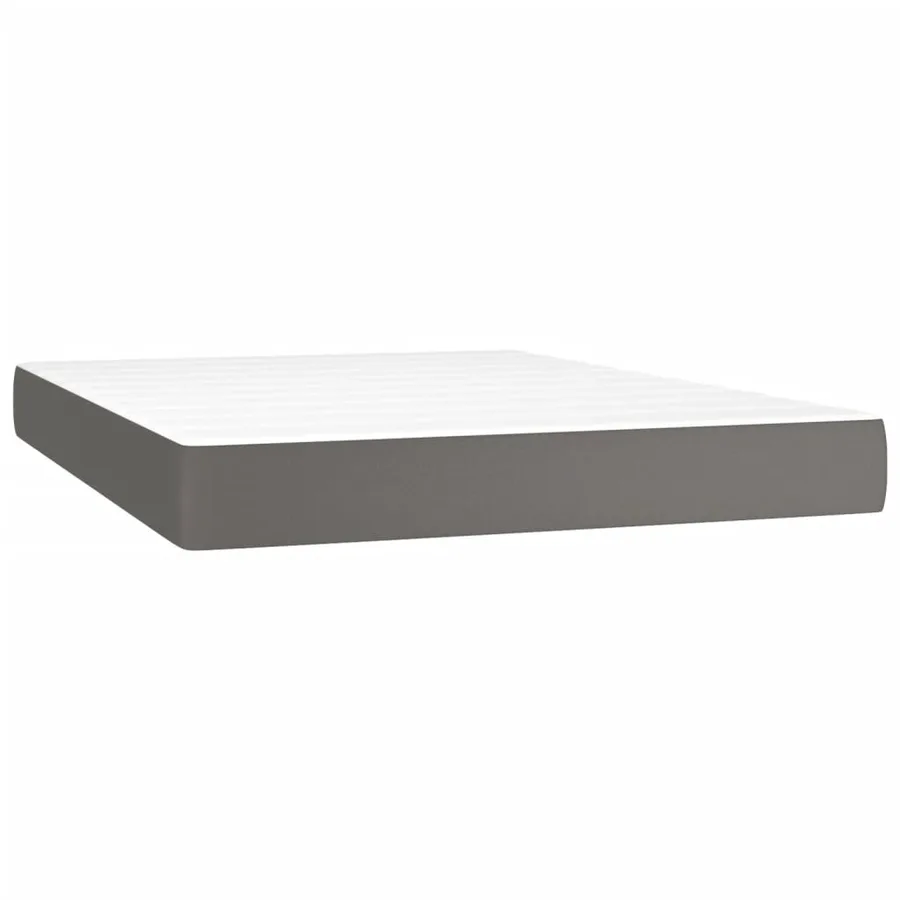 Sommier à lattes de lit avec matelas Gris 140x190 cm Similicuir - 6