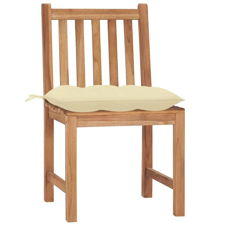 Chaises de jardin lot de 8 avec coussins Bois de teck massif - 3