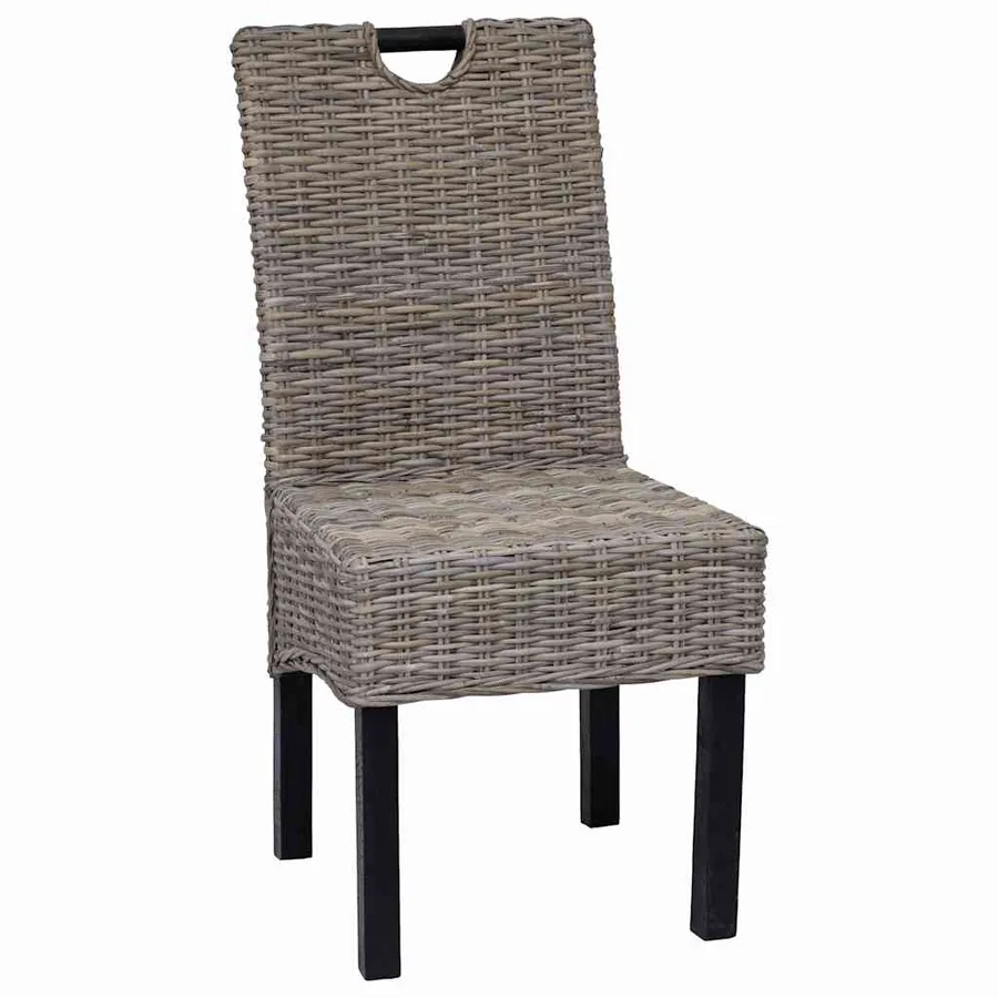 Chaises à manger lot de 2 rotin Kubu bois de manguier - 2