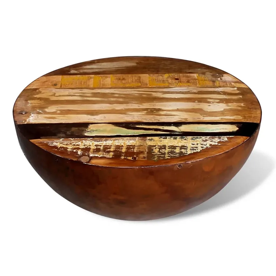 Table basse Forme de bol avec base en acier Bois recyclé - 4