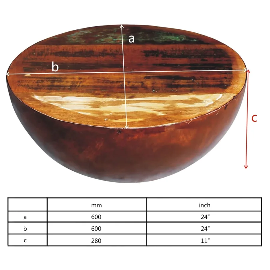 Table basse Forme de bol avec base en acier Bois recyclé - 6