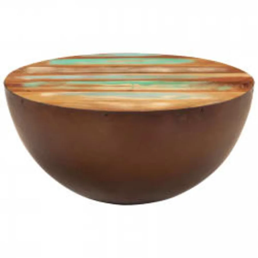 Table basse Forme de bol avec base en acier Bois recyclé - 7