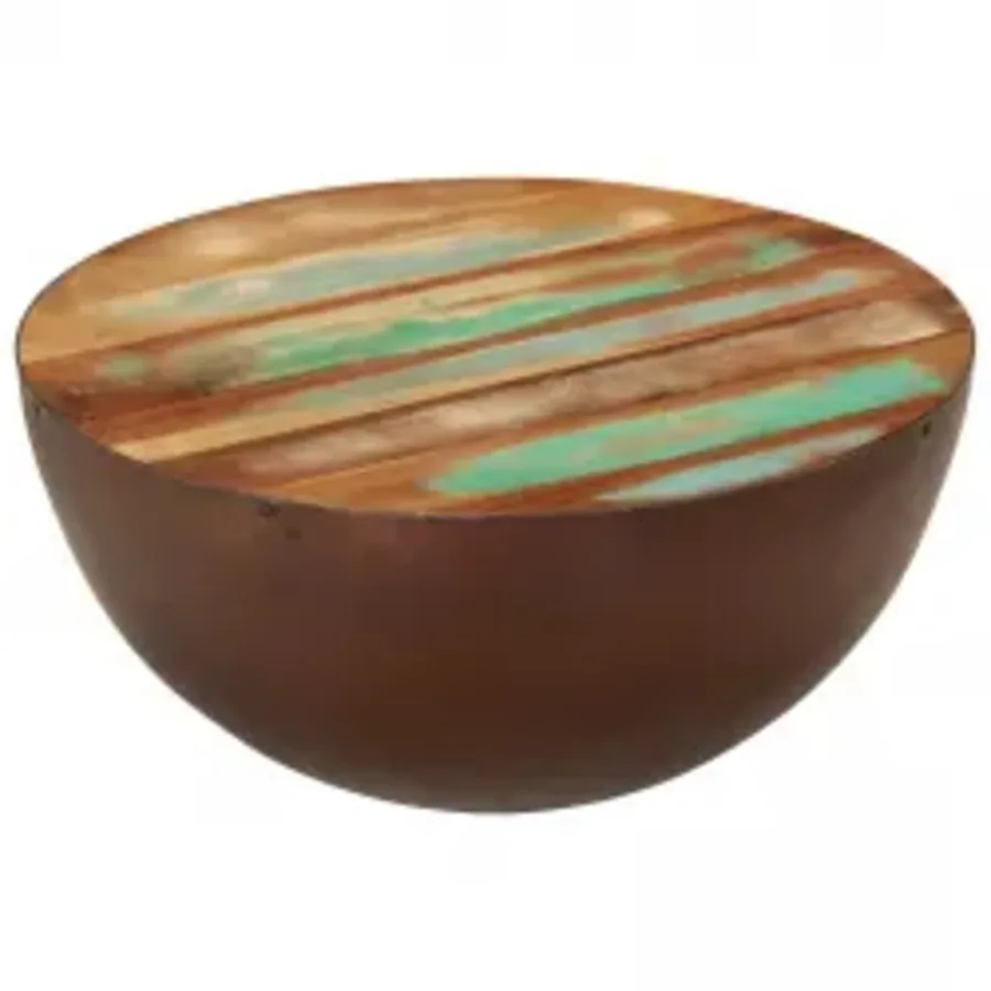 Table basse Forme de bol avec base en acier Bois recyclé - 8