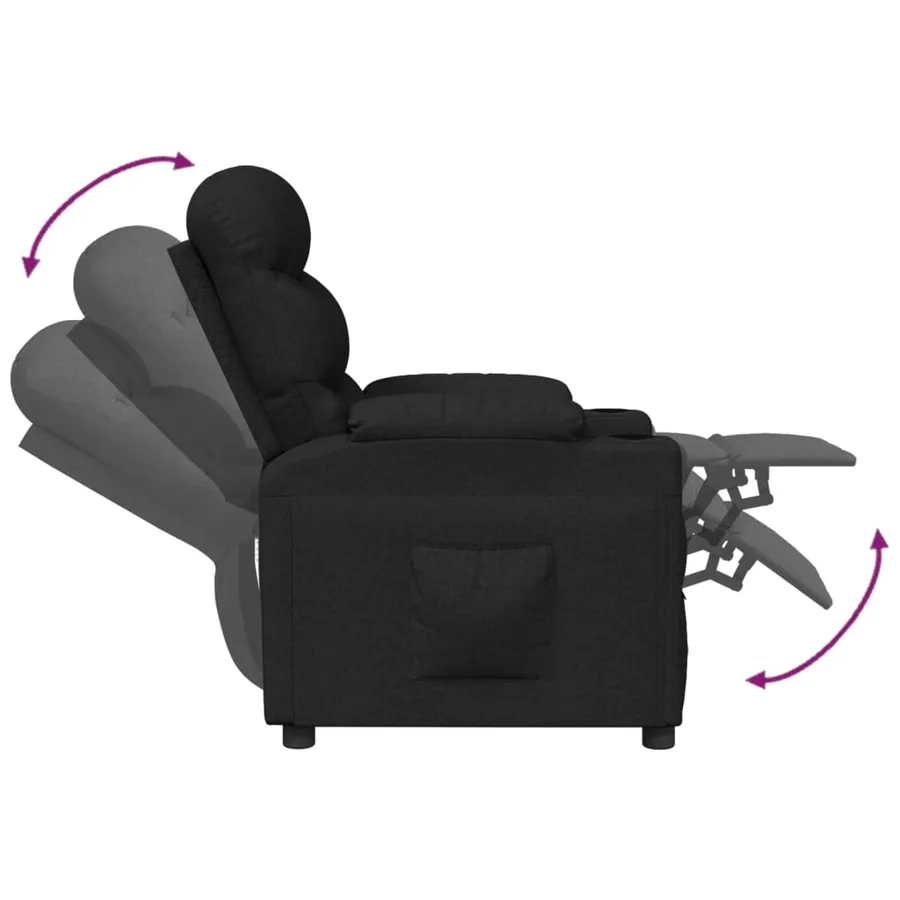 Fauteuil inclinable Noir Tissu - 6
