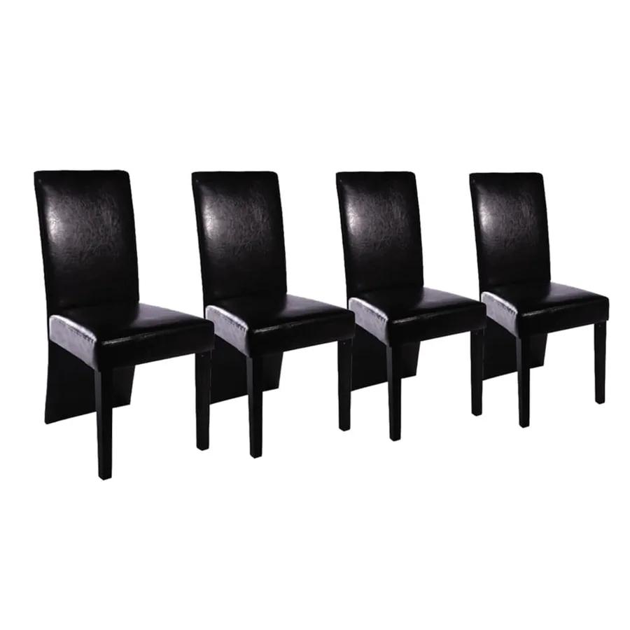 Chaises à manger lot de 4 noir similicuir - 3