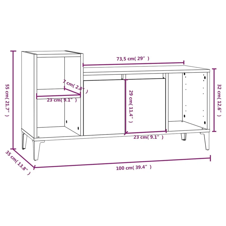 Meuble TV Sonoma gris 100x35x55 cm Bois d'ingénierie - 10