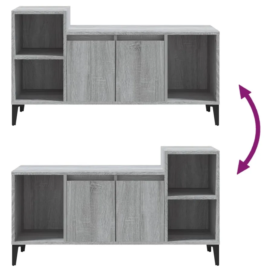 Meuble TV Sonoma gris 100x35x55 cm Bois d'ingénierie - 8