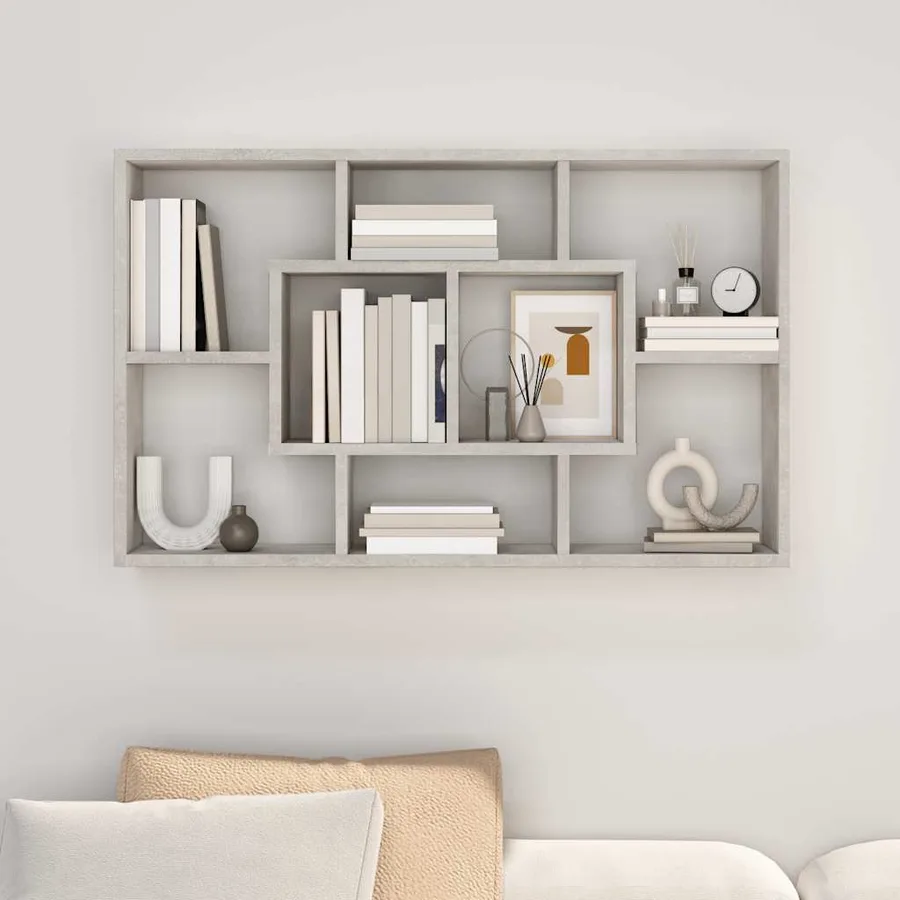 Étagère murale Gris béton 85x16x52,5 cm Bois d'ingénierie - 3