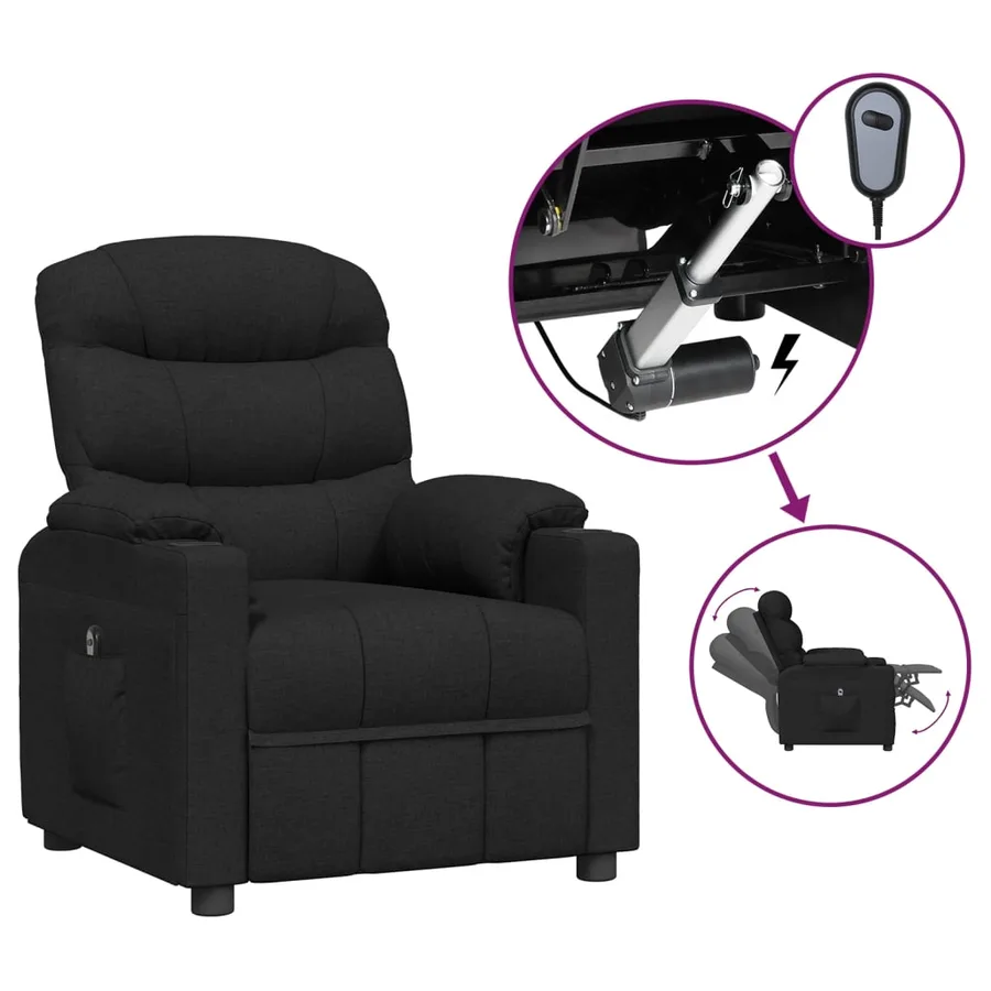 Fauteuil inclinable électrique Noir Tissu - 2