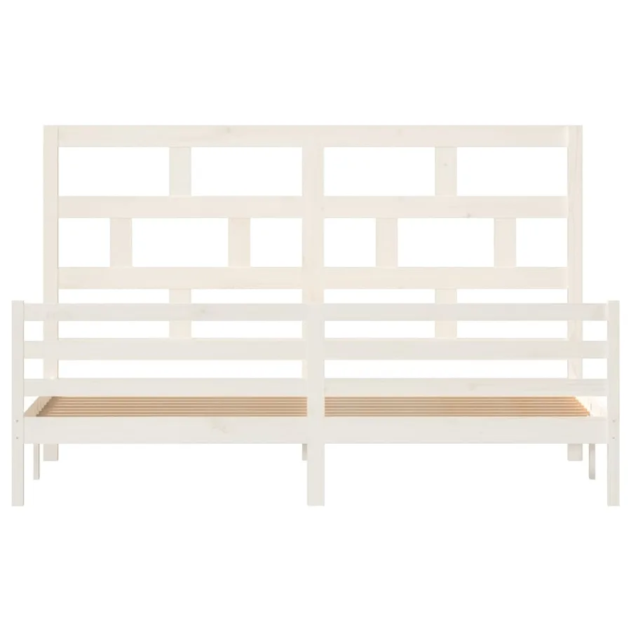 Cadre de lit sans matelas blanc bois massif 200x200 cm - 4