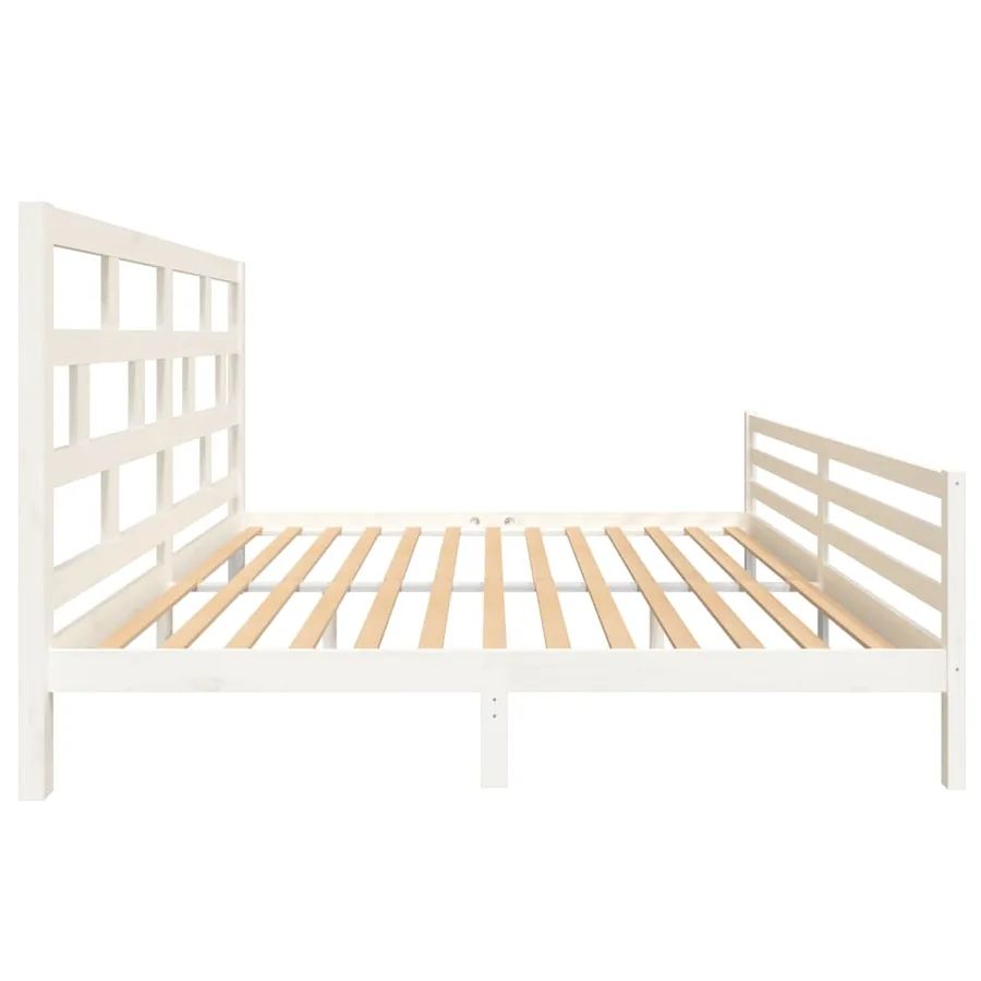 Cadre de lit sans matelas blanc bois massif 200x200 cm - 5