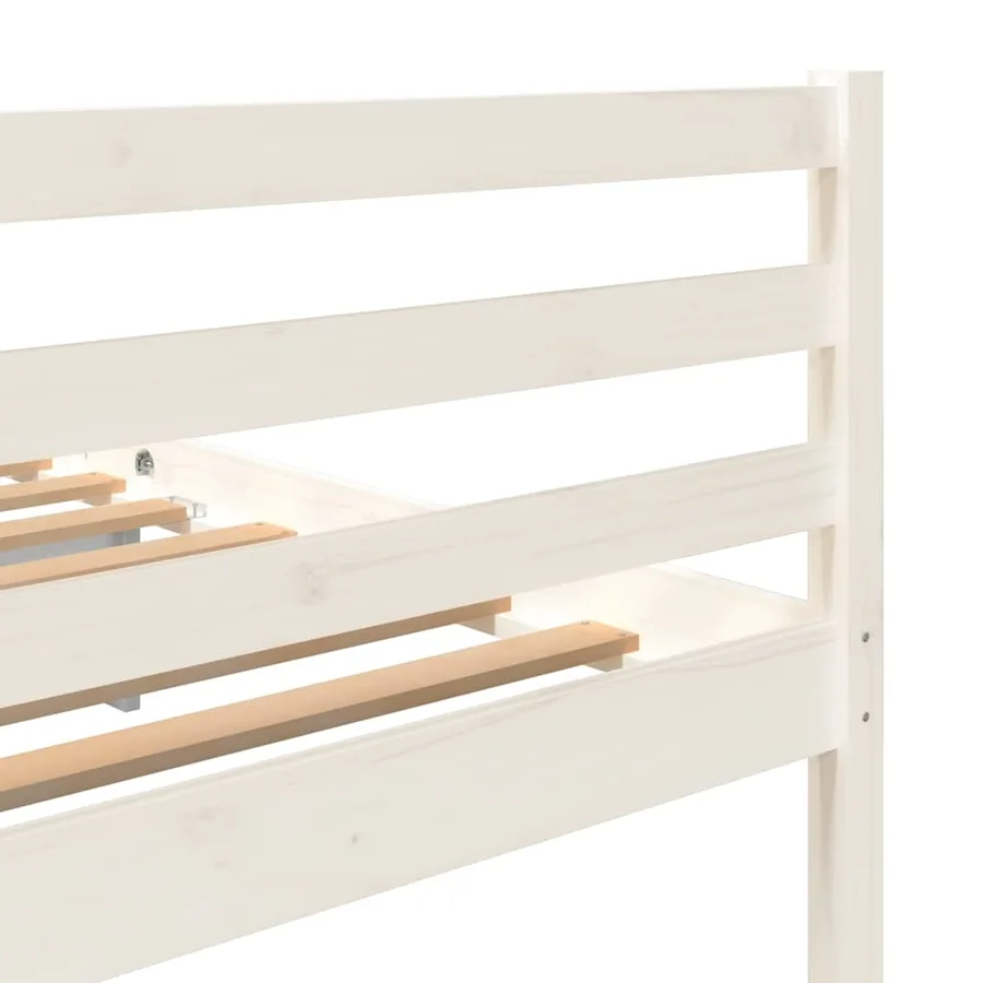 Cadre de lit sans matelas blanc bois massif 200x200 cm - 6