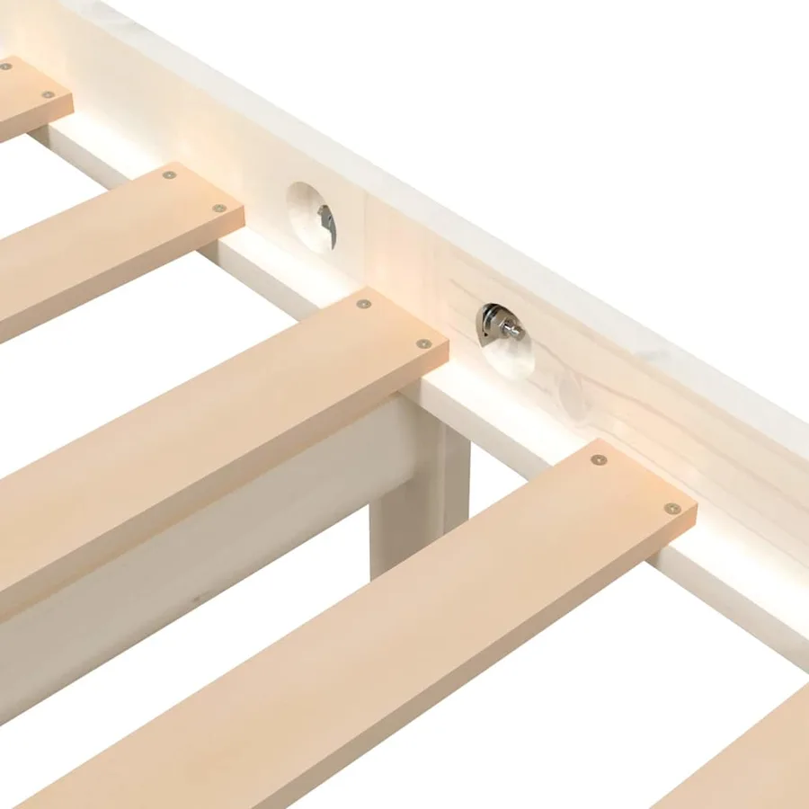 Cadre de lit sans matelas blanc bois massif 200x200 cm - 7