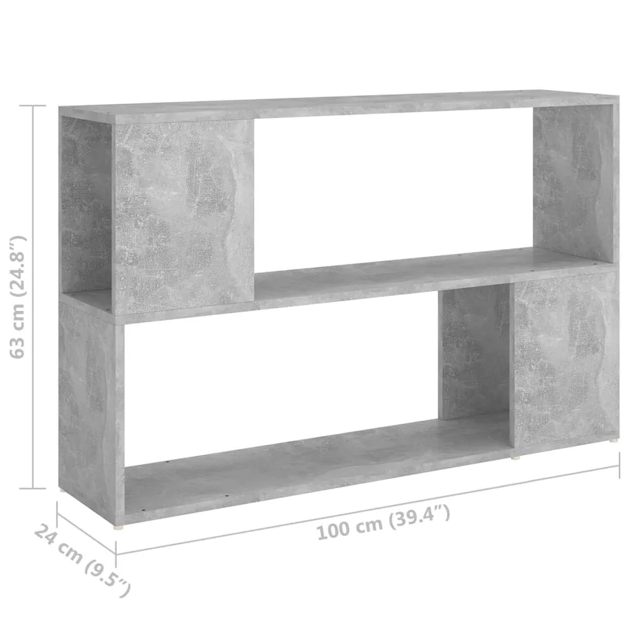 Bibliothèque Gris béton 100x24x63 cm Bois d'ingénierie - 7