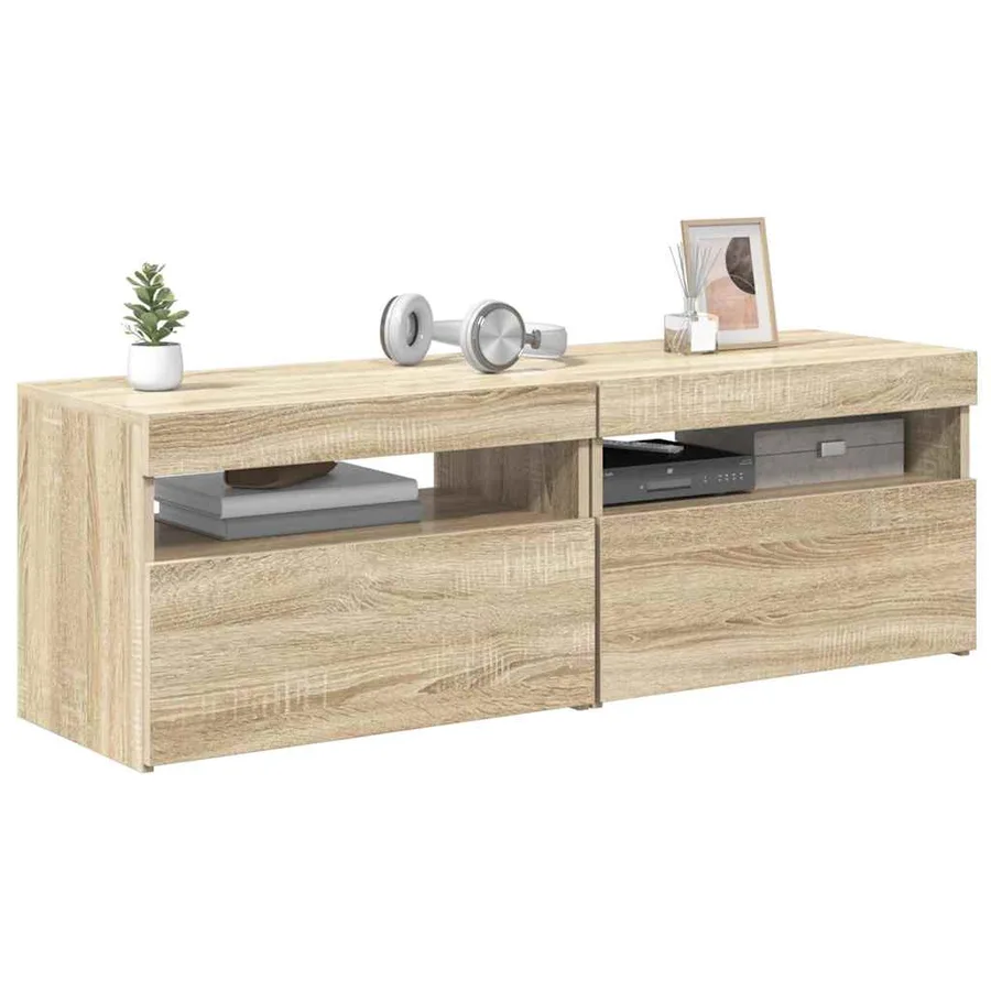 Meubles TV avec lumières LED 2 pcs Chêne sonoma 60x35x40 cm - 14