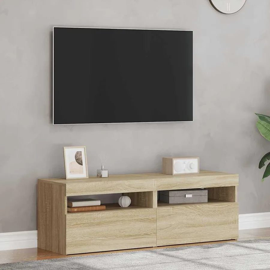 Meubles TV avec lumières LED 2 pcs Chêne sonoma 60x35x40 cm - 4