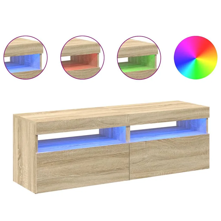 Meubles TV avec lumières LED 2 pcs Chêne sonoma 60x35x40 cm - 5