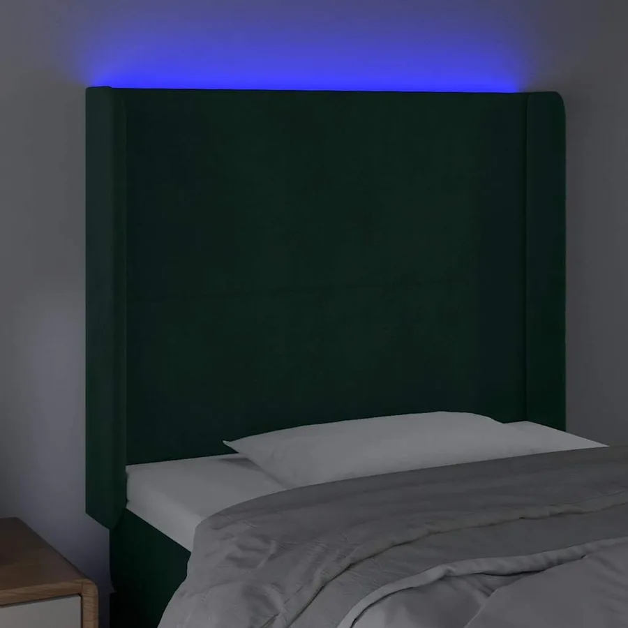 Tête de lit à LED Vert foncé 103x16x118/128 cm Velours - 4