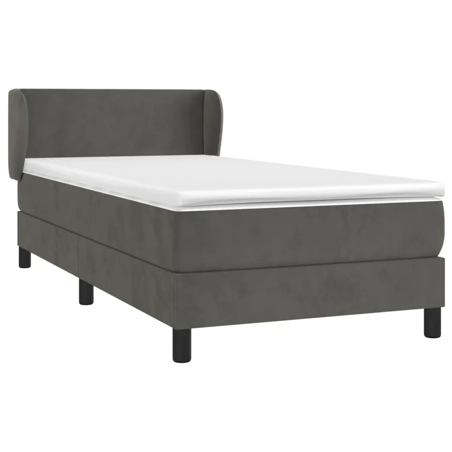 Sommier à lattes de lit et matelas Gris foncé 80x200 cm Velours - 3