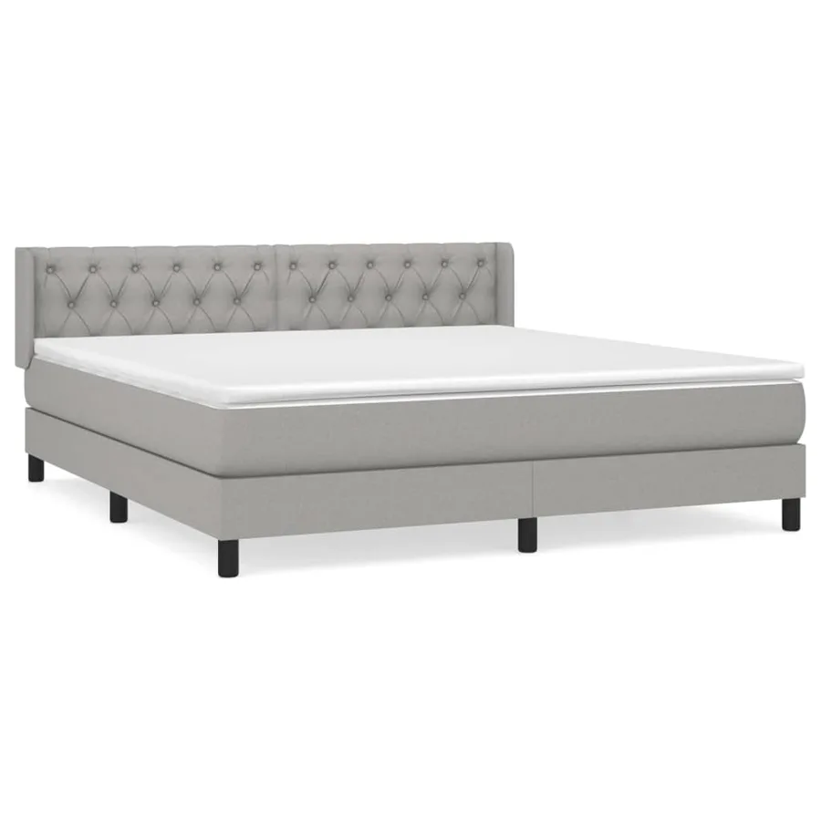 Sommier à lattes de lit avec matelas Gris clair 160x200cm Tissu - 3
