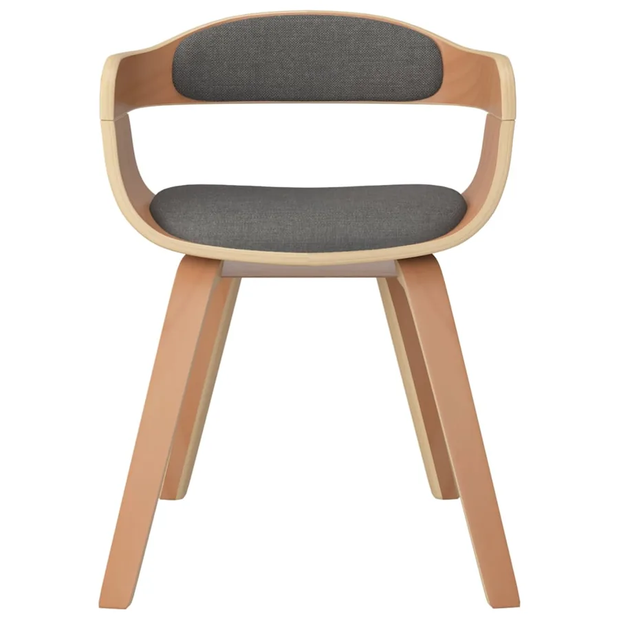 Chaise à manger lot de 2 gris clair bois courbé et tissu - 4