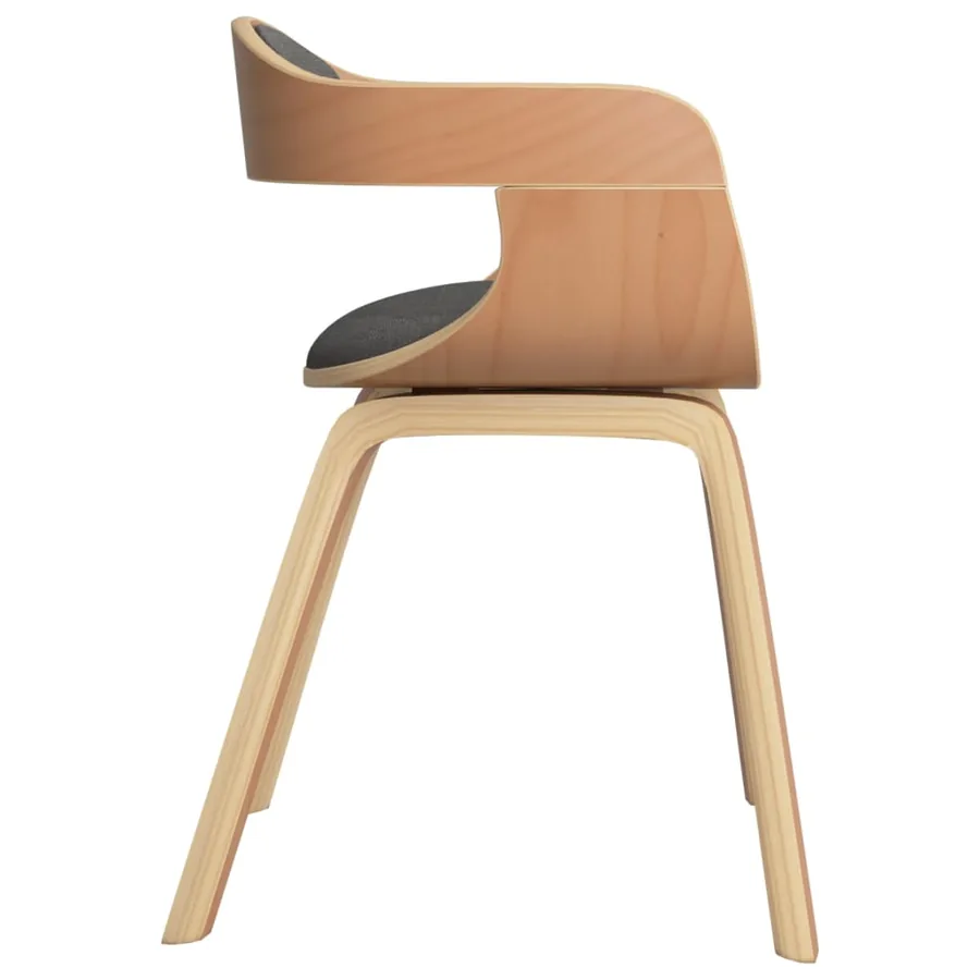 Chaise à manger lot de 2 gris clair bois courbé et tissu - 5