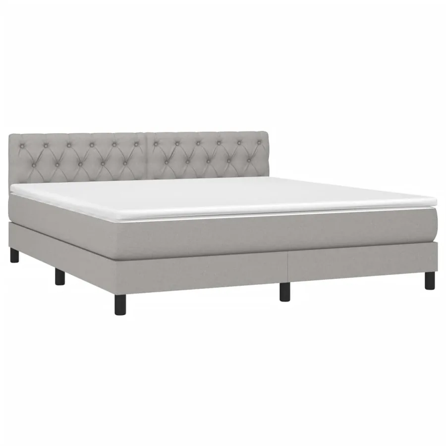 Sommier à lattes de lit matelas LED Gris clair 160x200 cm Tissu - 3
