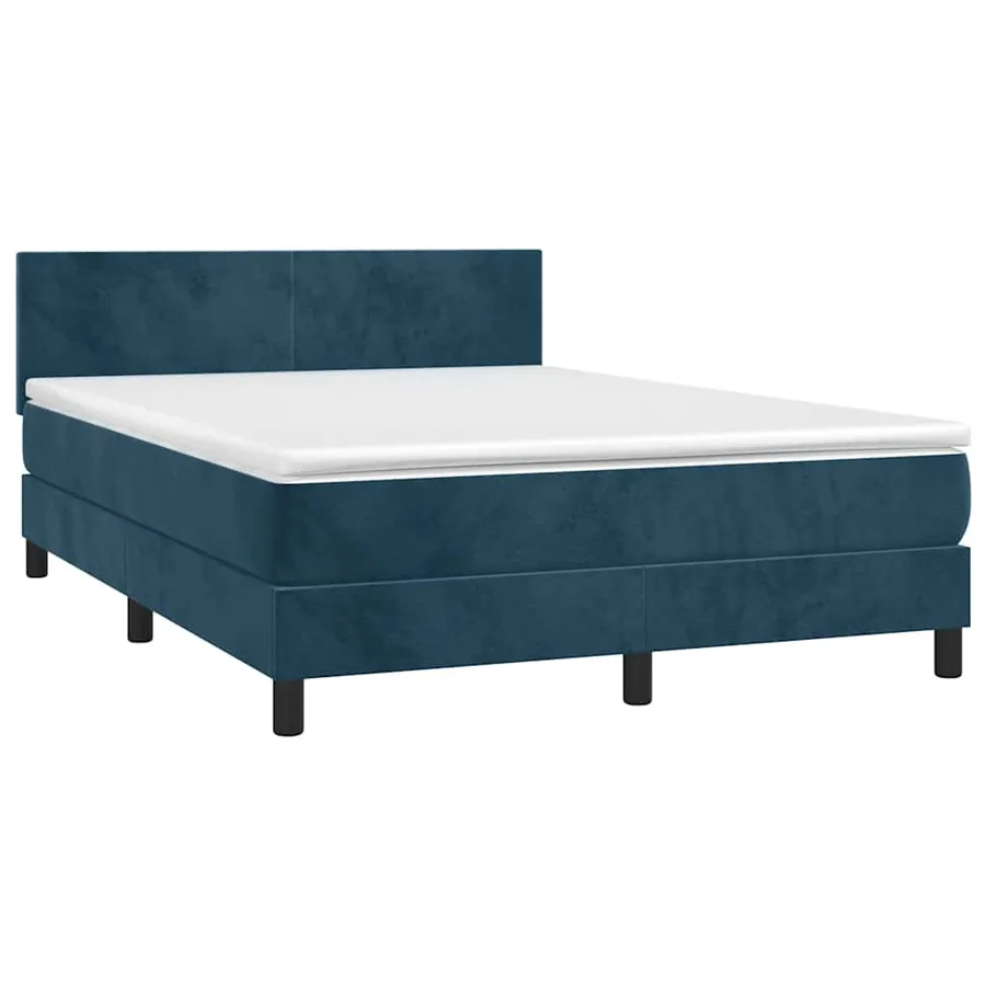 Sommier à lattes de lit avec matelas LED Bleu foncé 140x200 cm - 3