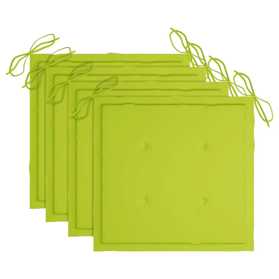 Chaises de jardin lot de 4 avec coussins vert vif Bois de teck - 5