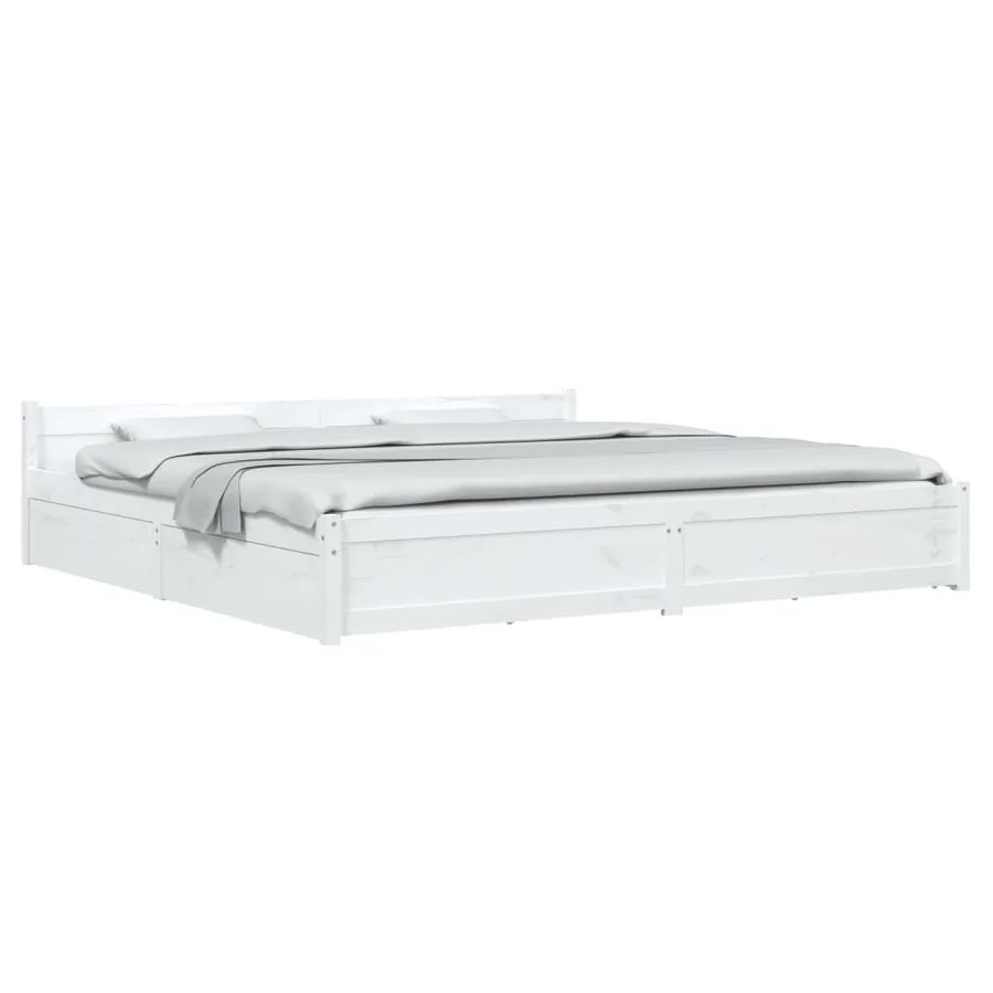 Cadre de lit sans matelas avec tiroirs blanc - 3