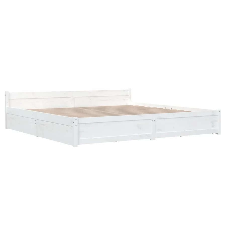 Cadre de lit sans matelas avec tiroirs blanc - 4