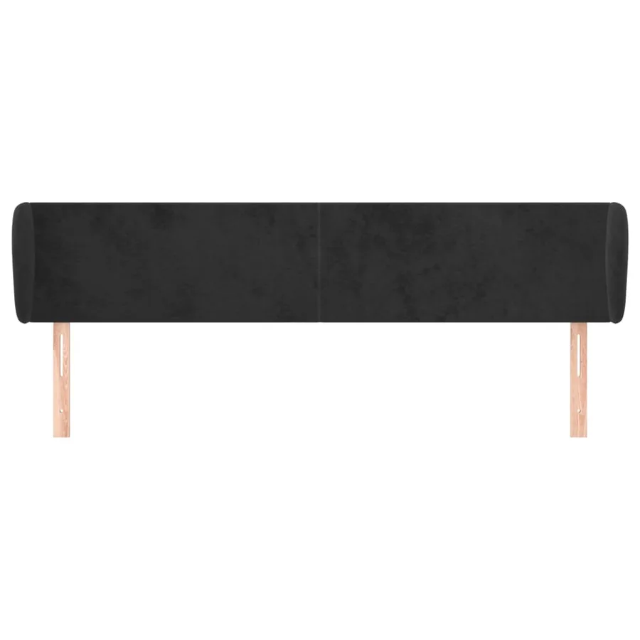 Tête de lit avec oreilles Noir 163x23x78/88 cm Velours - 3